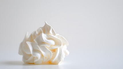 Delicate meringue dessert showcasing airy elegance on a white backdrop perfect for culinary advertising