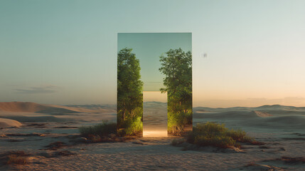 Mirror portal in the desert