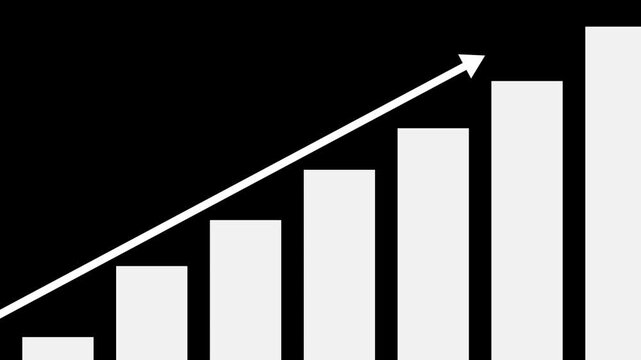 Growing bar chart with arrow business concept