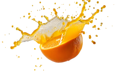 A splash of orange juice on a white background

