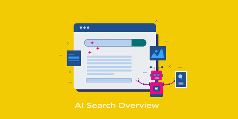 AI robot demonstrate advance search intelligence, convert user queries to structured summaries, contextual visual and algorithmically curated content suggestion.