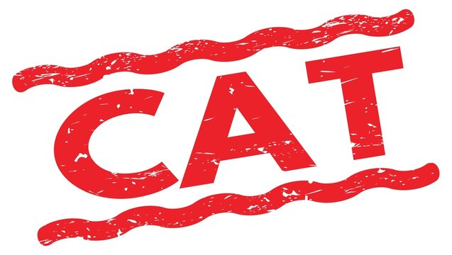 CAT text on red lines stamp sign.