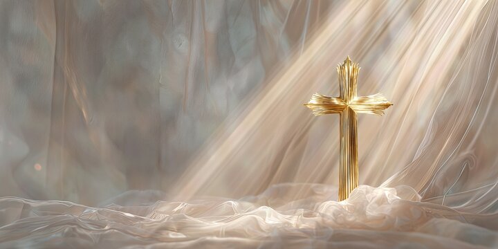 Radiant Faith: A golden cross bathed in heavenly light, symbolizing faith, hope, and divine grace. 
