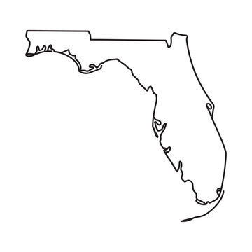 a black line drawing of the state of florida