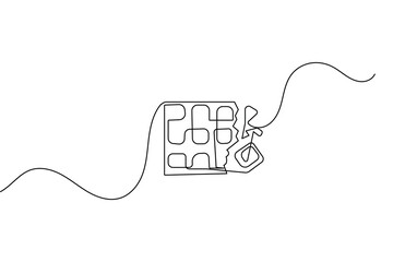 Obraz premium Minimalist chocolate bar sketch in one line art style isolated on white background vector design