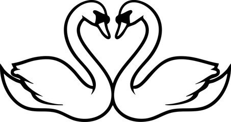 Obraz premium Two elegant swans forming a heart shape with their necks.