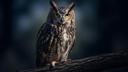 Obraz premium Owl Night Portrait With Moonlight Eyes