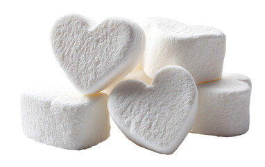 Colorful heart marshmallows captured for valentines, anniversaries, and love themed sweet treats isolated on transparent background PNG