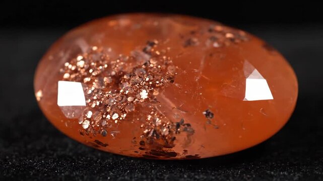 A sunstone with aventurescence, close up view