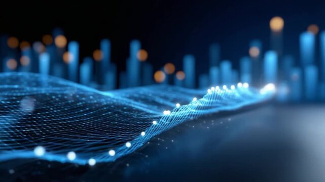 Data Stream Dynamics: An abstract representation of data flowing through a digital landscape, evoking a sense of innovation and technological advancement.