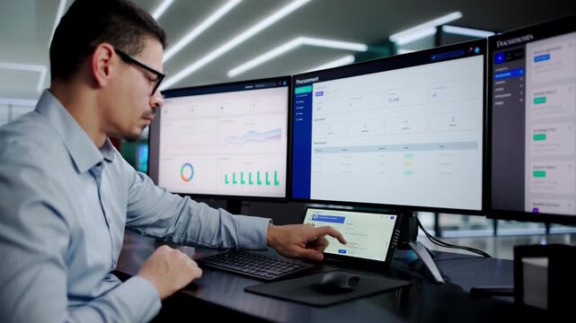 Man Working On Desktop Computer Screen