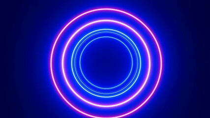 Vibrant neon circular light patterns on a dark background. Ideal for creating a modern, energetic atmosphere in digital media and events