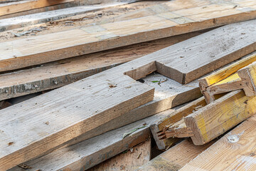 abstract background of pile of wooden construction debris