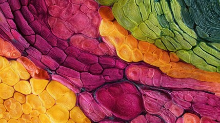 Colorful abstract background with organic cellular shapes or neuron structures. Digital art for science, technology, and medical concept.