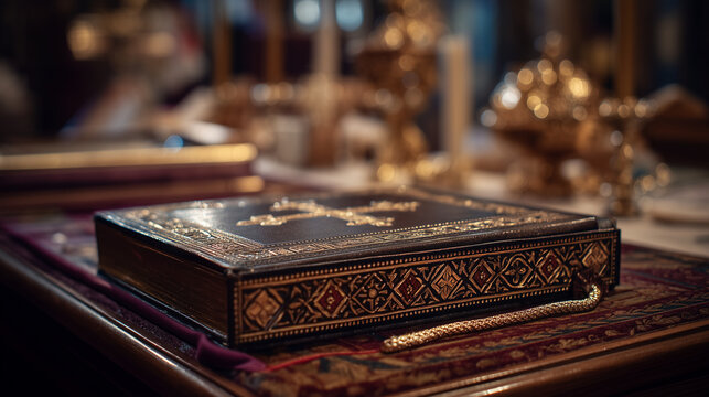 A Feast Mass ceremony at Saint George Maronite Cathedral in Lebanon, featuring a decorated book on an altar