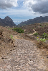 Ancient Stone Path Through Volcanic Mountains of Santo Ant&atilde;o, Cape Verd