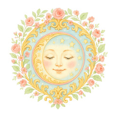 PNG Whimsical celestial floral illustration