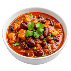 Savory rajma masala, a classic punjabi comfort food of red kidney beans in a tomato gravy, isolated on a white background