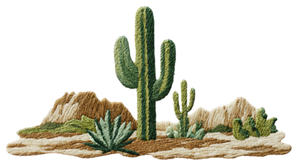 A prickly green succulent cactus plant with sharp thorns is isolated on a white background as a botanical nature element from the dry Arizona desert