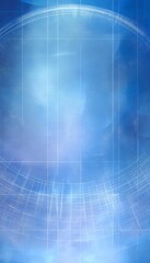 Fototapeta premium Futuristic blue planet arc watercolor design evokes serene digital interface innovation concept