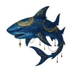 Fototapeta premium PNG Elegant celestial shark illustration