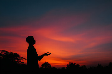 silhouette of a man in the sunset