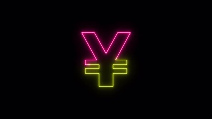 Glowing neon Japan yen sign Icon animation, financial symbol, digital currency icon. Neon glowing animation. Business and finance conceptual neon light pound icon 4k stock video.	 - Powered by Adobe