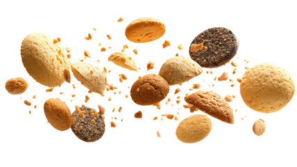 A heap of healthy brown peanuts and dry allspice seeds forms a snack pile isolated on a white background for a closeup food ingredient shot