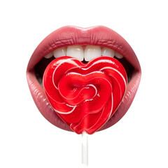 Lips Holding Lollipop Heart
