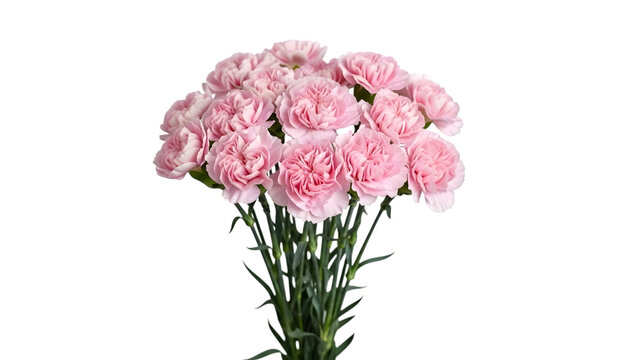 Pink carnations bouquet isolated on transparent background for mother's day and valentine day
