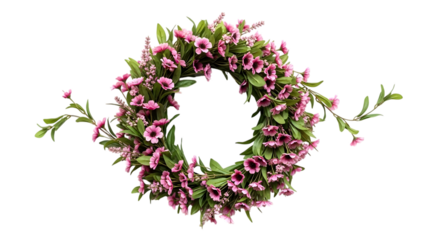 Pink flower wreath for mother's day and valentine's day isolated on transparent background
