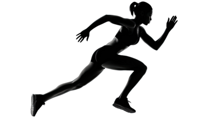Athletic silhouette of a young woman fitness runner sprinting and performing a ballet dance jump in an active exercise pose vector illustration