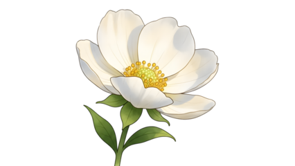 Beautiful white peony flower isolated on transparent background for mother's day and valentine day