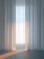 Soft Light Through Sheer Curtains Minimal Interior with Elegant Copy Space