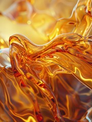 Amber liquid glass abstract