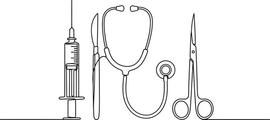 medical tools silhouette on transparent background high quality