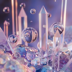 Surreal crystal mineral scene