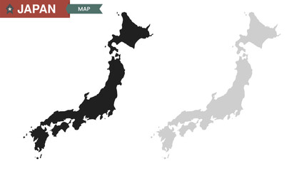 Map of Japan. black and gray map. Vector illustration.