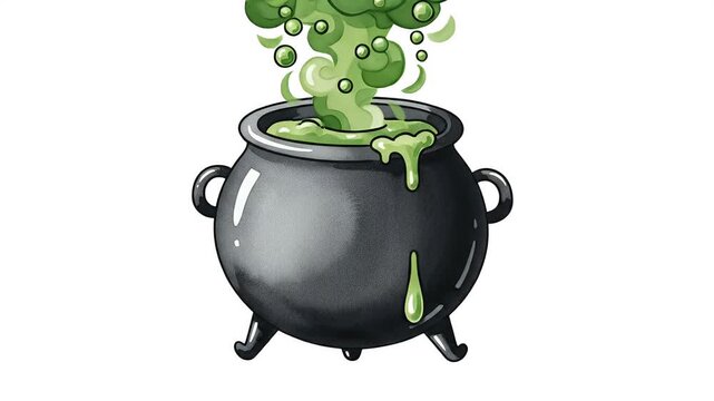 Bubbling Green Potion In A Black Cauldron Motion Graphic