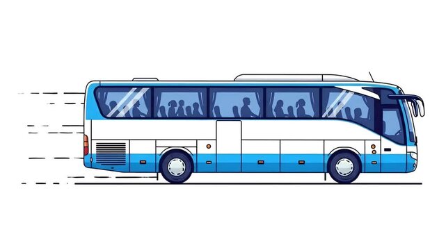 Bus Moving Fast Blue White Coach Transportation Travel