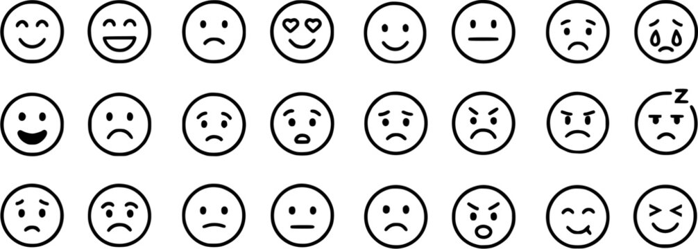 Vector emoji set. facial expressions. different expressions.
