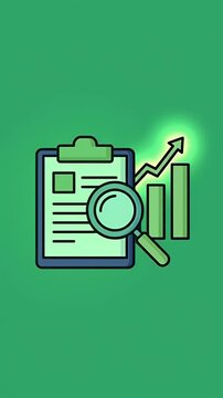 Business Growth Analysis with Magnifying Glass and Bar Chart