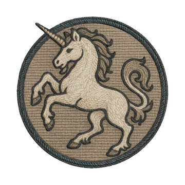 PNG Vintage embroidered unicorn patch