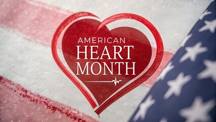 American Heart Month awareness campaign with a heart on the US flag