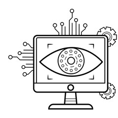 object recognition and classification using computer vision concept, train computers to recognize visual data vector icon design, AI automation stock illustration