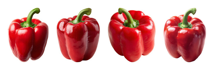 Fresh red bell pepper collection PNG set with transparent background