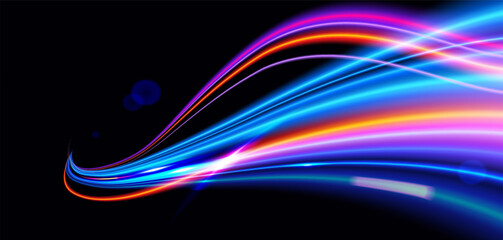Dynamic cyberpunk light beam flow in colorful gradients