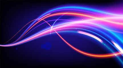 Dynamic cyberpunk light beam flow in colorful gradients