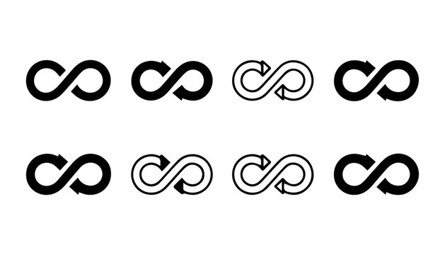 Infinity loop icon set with graphic variations.