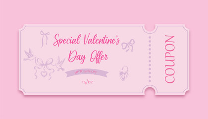Valentine&rsquo;s Day Discount Coupon with Romantic Vintage Design